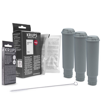 ZESTAW: 3x Spitze Gewinde filtr wody zamiennik do Krups F088 + odkamieniacz Krups F054 + tabletki XS3000 + szczoteczka